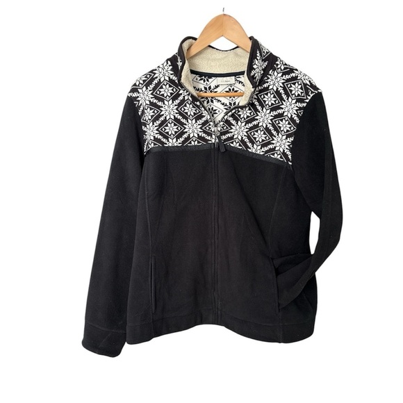 L. L. Bean Woman’s Zippered Nordic Snowflake Fleece, Large - Picture 5 of 10